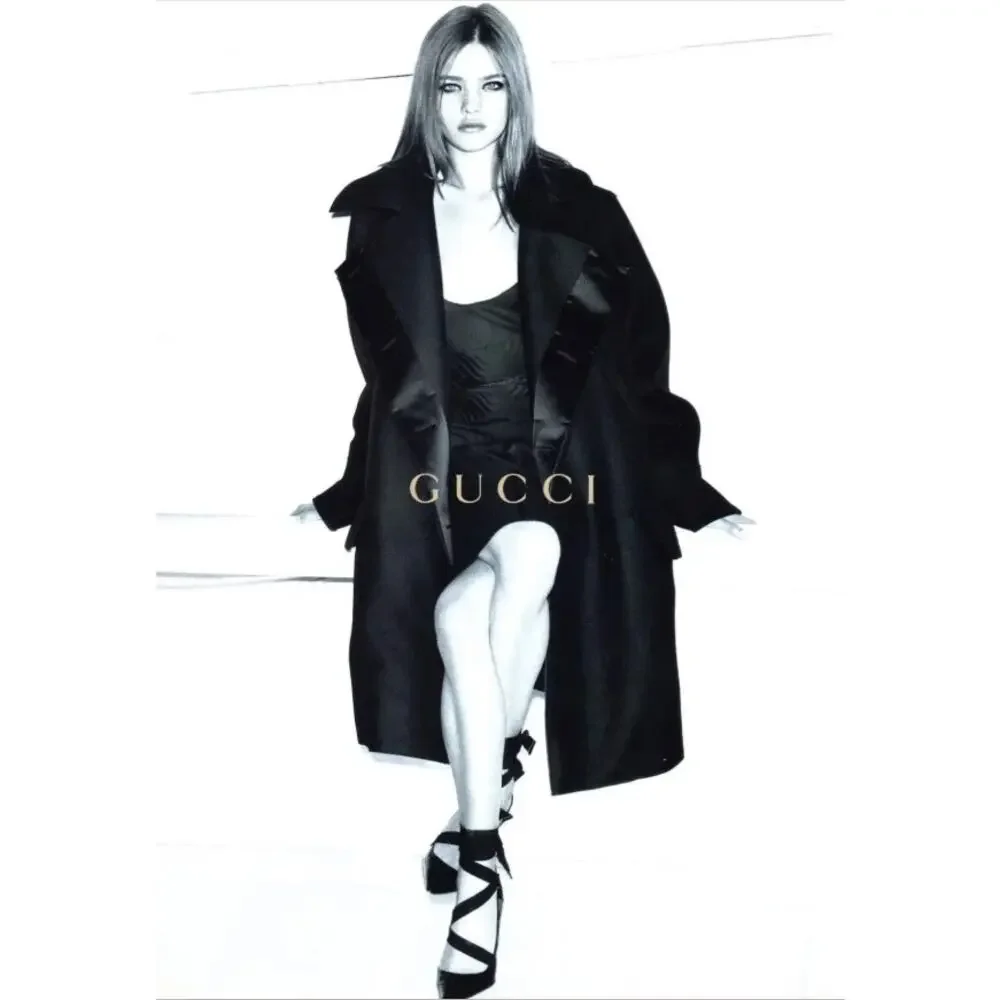 Gucci Vintage Fall 2002 Runway Black Grosgrain Lace Up Pointed Toe Heels US 7.5